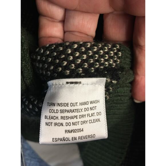 Material Girl Camo Cardigan Sweater Green Black Tan w/Pockets Women's Size Large - Picture 9 of 10